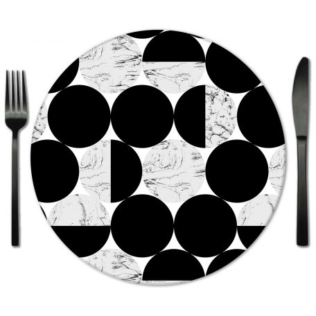 Black and White Glass Placemat Rental from Fabulous Events.