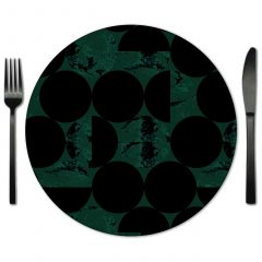 Hunter Green and Black Circles Glass Placemat
