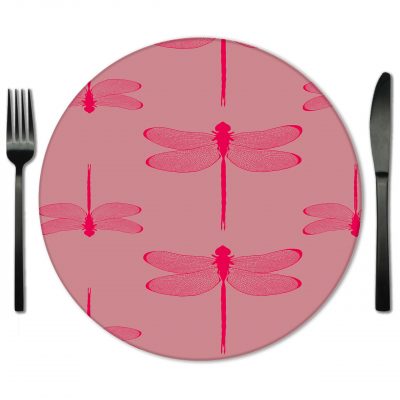Pink Glass Placemat Rental from Fabulous Events.