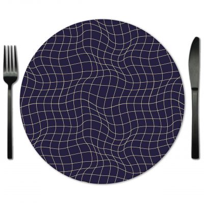 Navy Glass Placemat Rentals from Fabulous Events.
