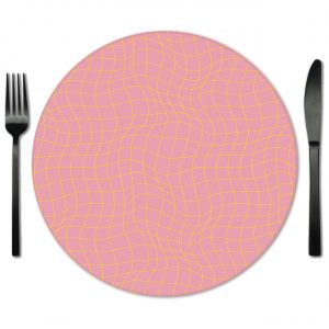 Pink and Yellow Glass Placemat Rentals from Fabulous Events.