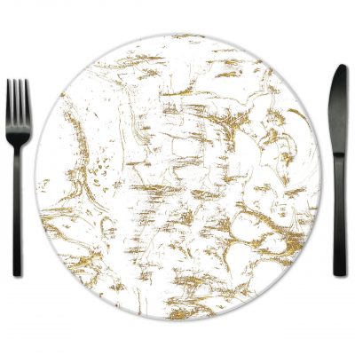 Marble Glass Placemat for Rental from Fabulous Events.