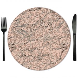 Nude and Black Glass Placemat for Rent. Rentals for Weddings and Special Events.