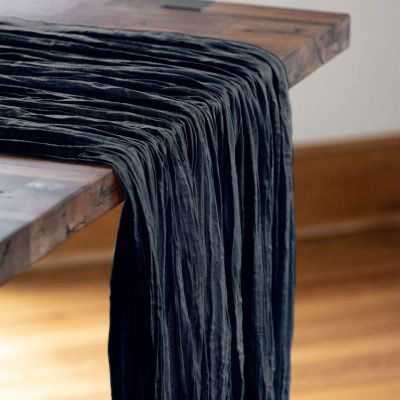 Rent our Navy Blue Indigo Sahara Table Drape for your wedding or special occasion