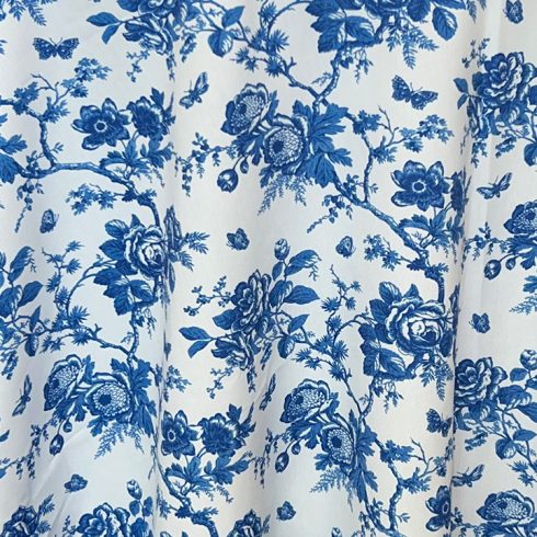 Blue Toile Linens and runners for rental