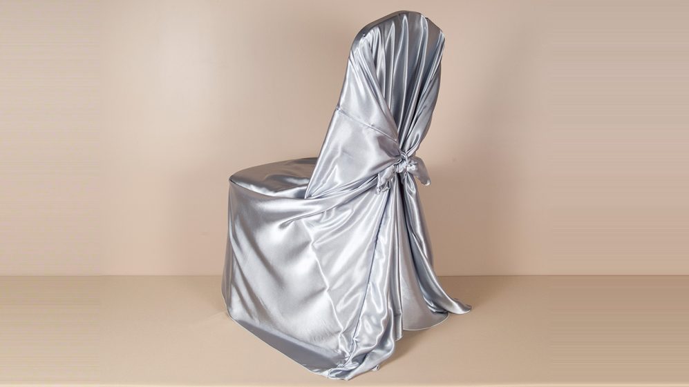 Light Silver Satin Pillowcase Chair Cover