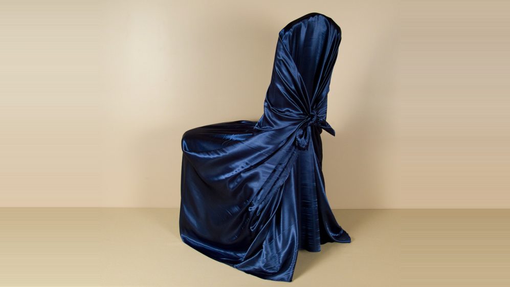 Navy Satin Pillowcase Chair Cover