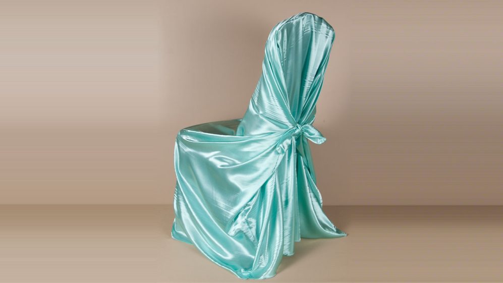 Aqua Satin Pillowcase Chair Cover